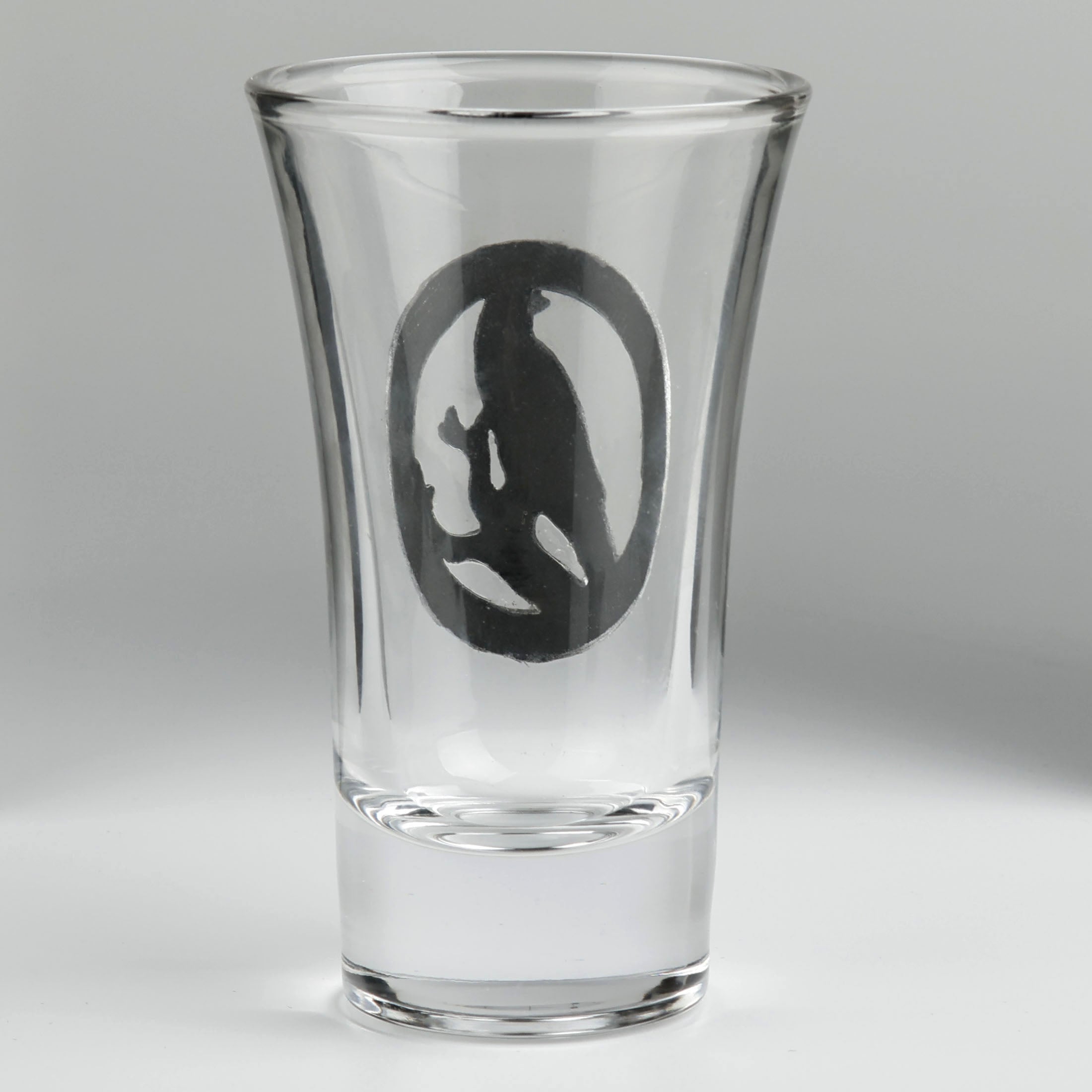 Shot Glass Perching Raven