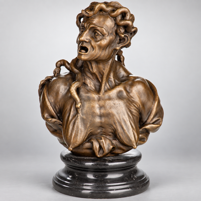 Envy Woman with Snakes Bronze Bust after J. de Corte