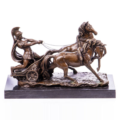 Roman Chariot Horse Statue | Handcrafted Bronze Decor