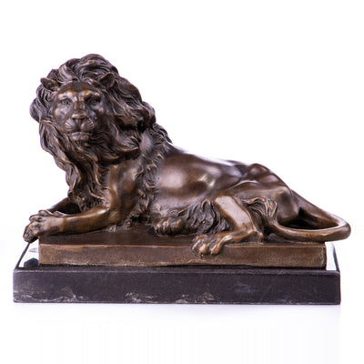 Reclining Lion Sculpture | Handcrafted Bronze Decor