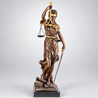 Lady Justice Bronze Sculpture with Gilt Details – Large