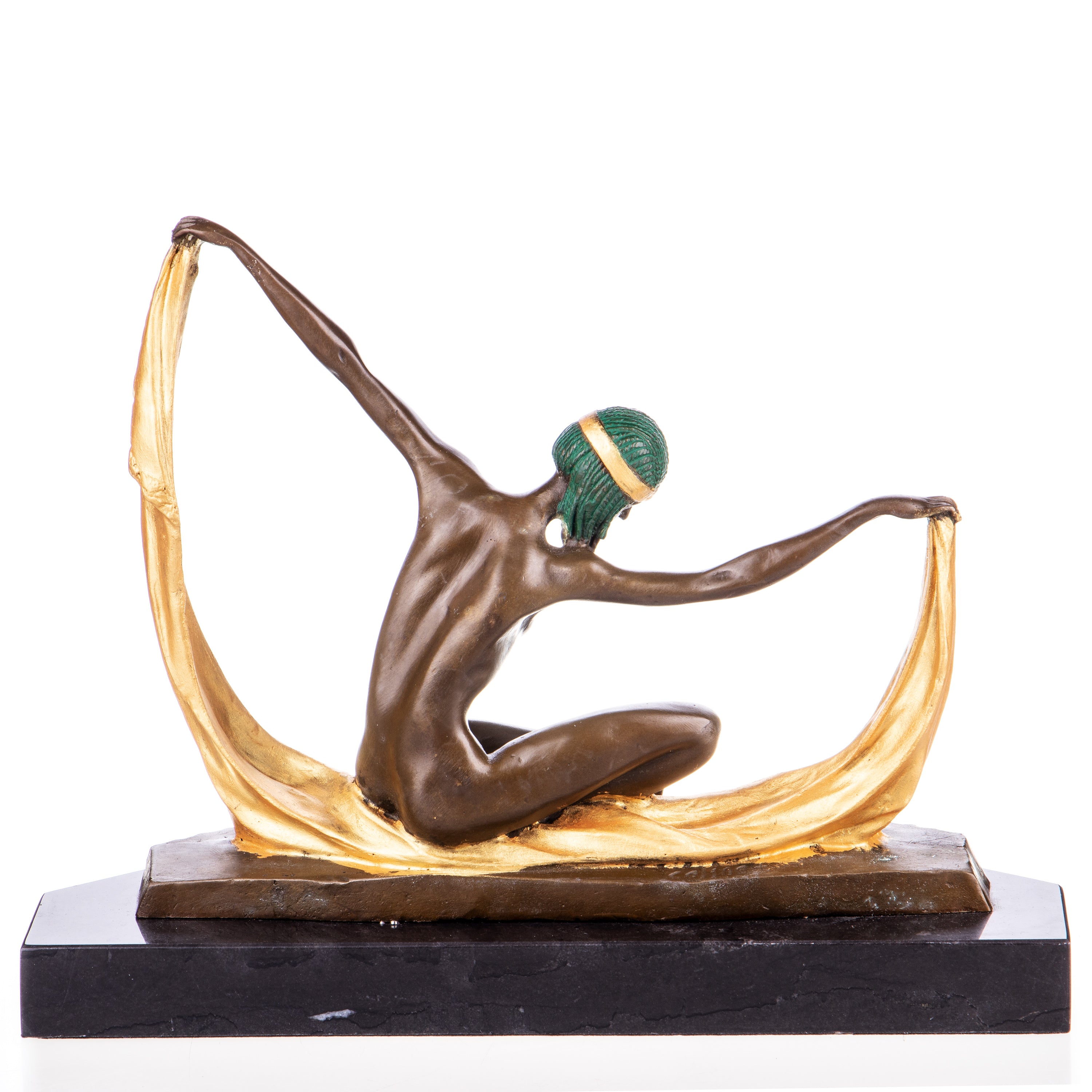 Dancer Art Deco Bronze Sculpture, Cold Painted