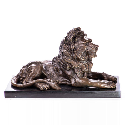 Reclining Lion Sculpture | Handcrafted Bronze Decor
