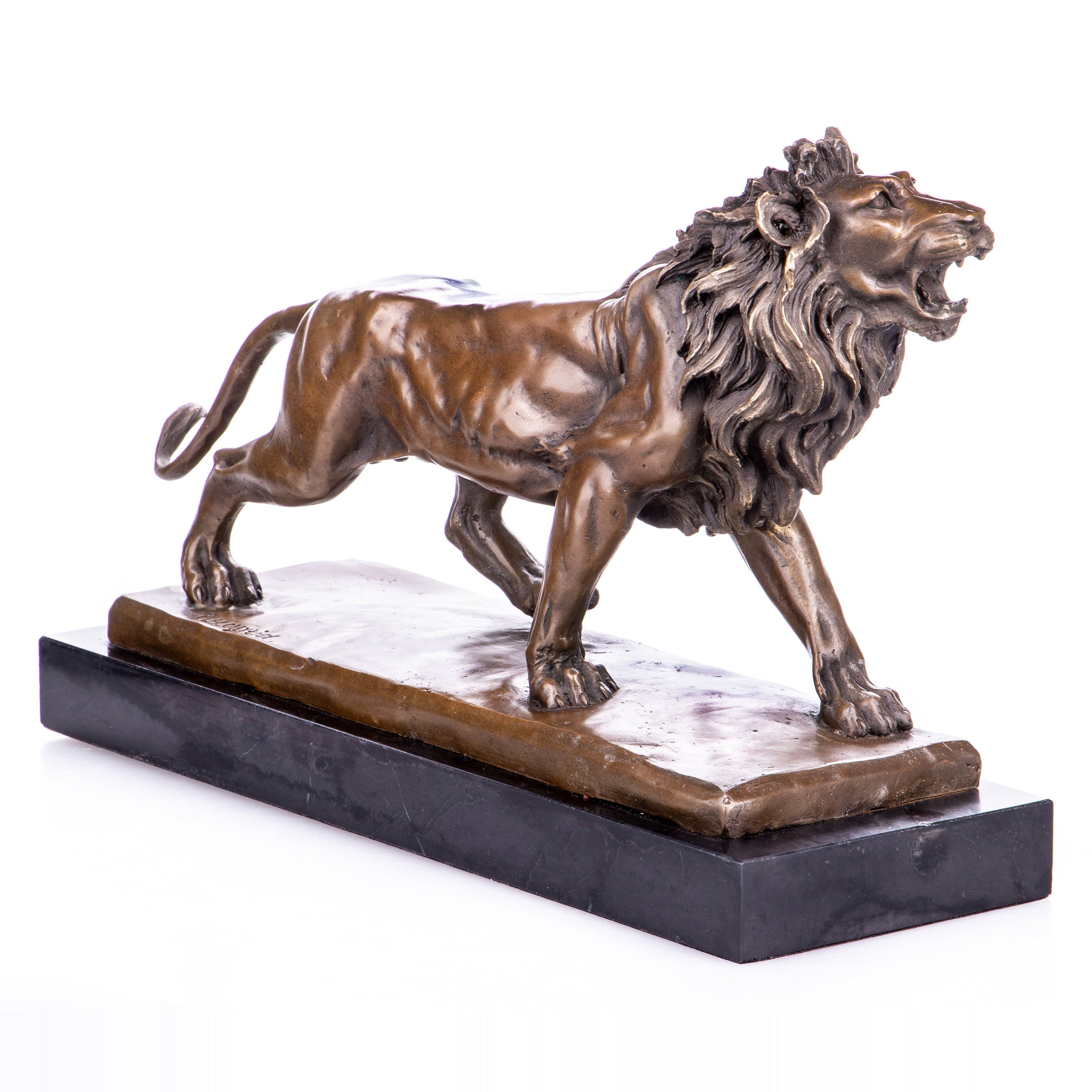 Walking Lion Sculpture | Handcrafted Bronze Decor