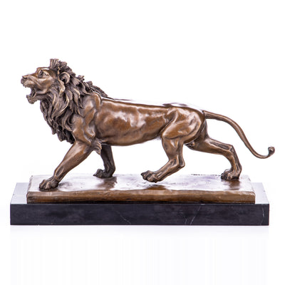 Walking Lion Sculpture | Handcrafted Bronze Decor