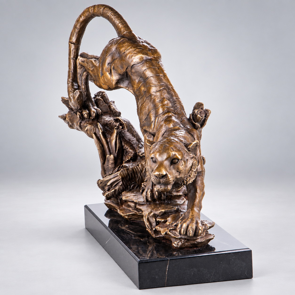 Tiger Bronze Sculpture – Prowling Tiger – view 4