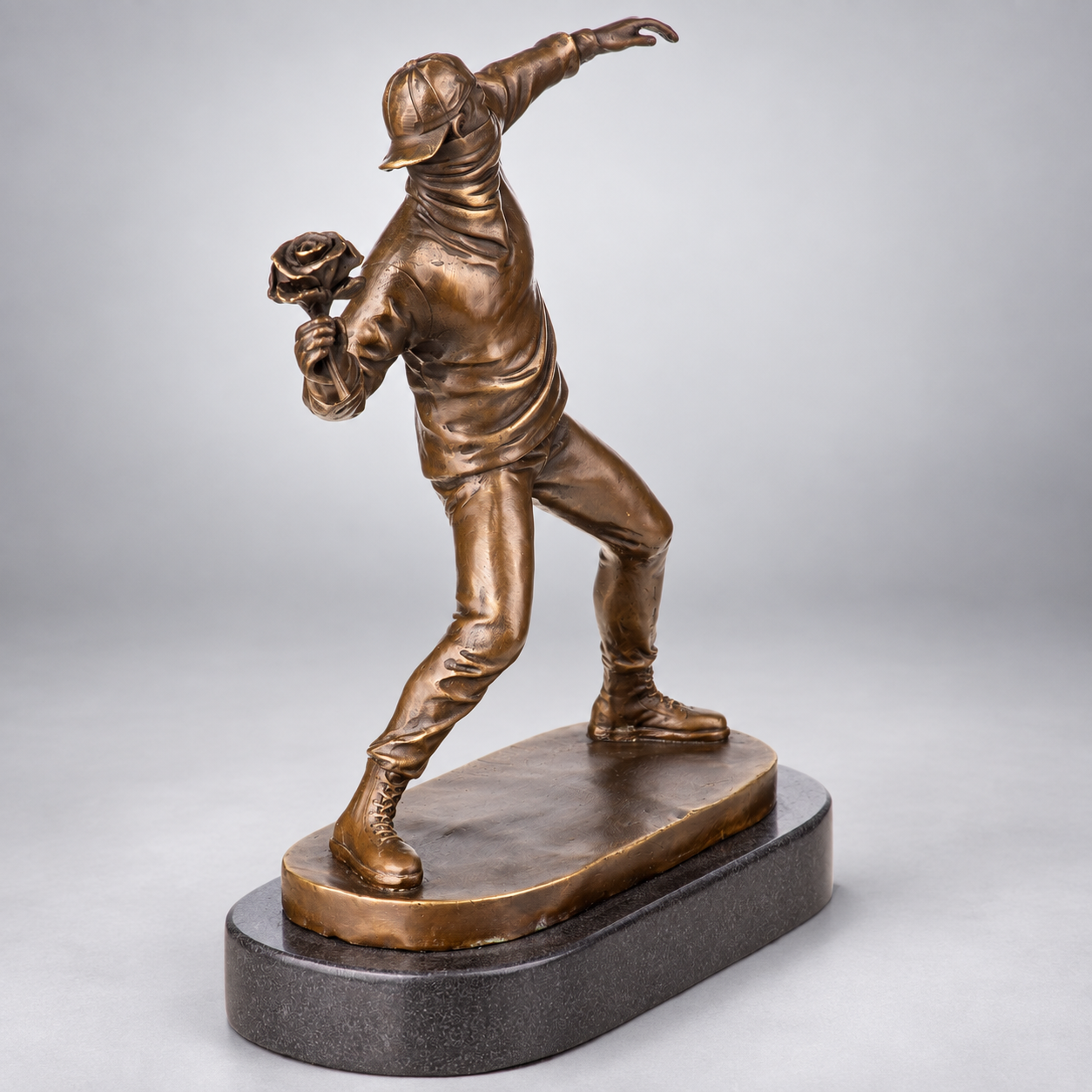 Banksy Flower Thrower Bronze Sculpture – Street Art Statue