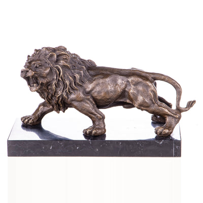 Roaring Lion Sculpture | Handcrafted Bronze Decor
