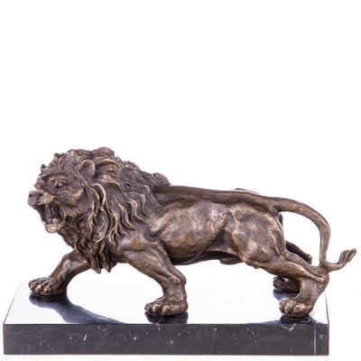 Roaring Lion Sculpture | Handcrafted Bronze Decor