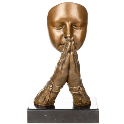 Modern bronze figure face praying | Handcrafted Bronze Decor