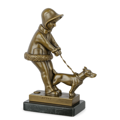 Young Girl Walking Her Dog | Animal Sculptures | Home Decor