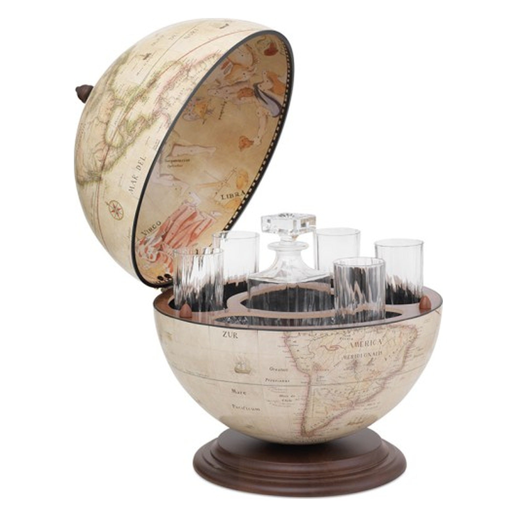 Zoffoli Tabletop Globe Bar – Antique Ivory Map, 40 cm