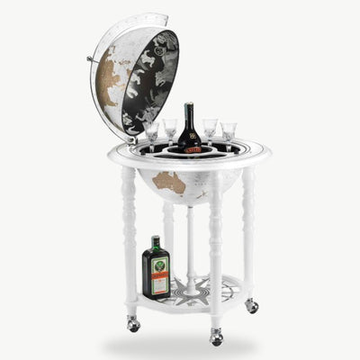 Zoffoli Floor Globe Bar – White Frame, Ivory Map