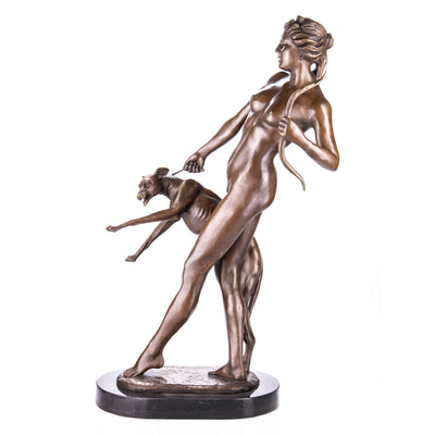 Diana with Hunting Hound | Handcrafted Bronze Decor