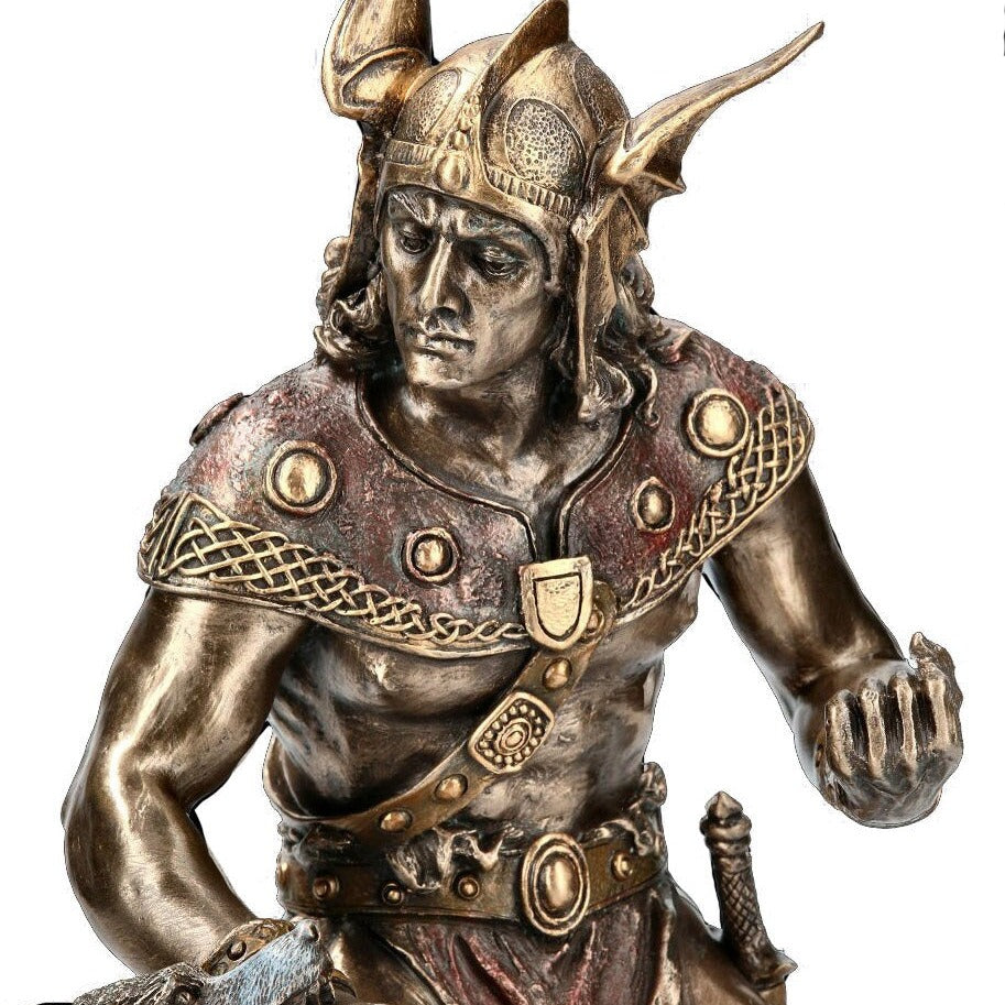 Tyr battleing Fenrir Bronzed Norse God Statue Figurine.Norse Gods Figurines.