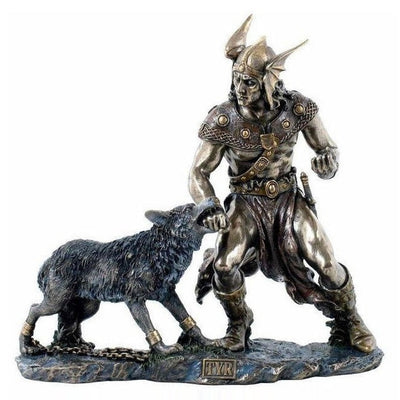 Tyr battleing Fenrir Bronzed Norse God Statue Figurine.Norse Gods Figurines.