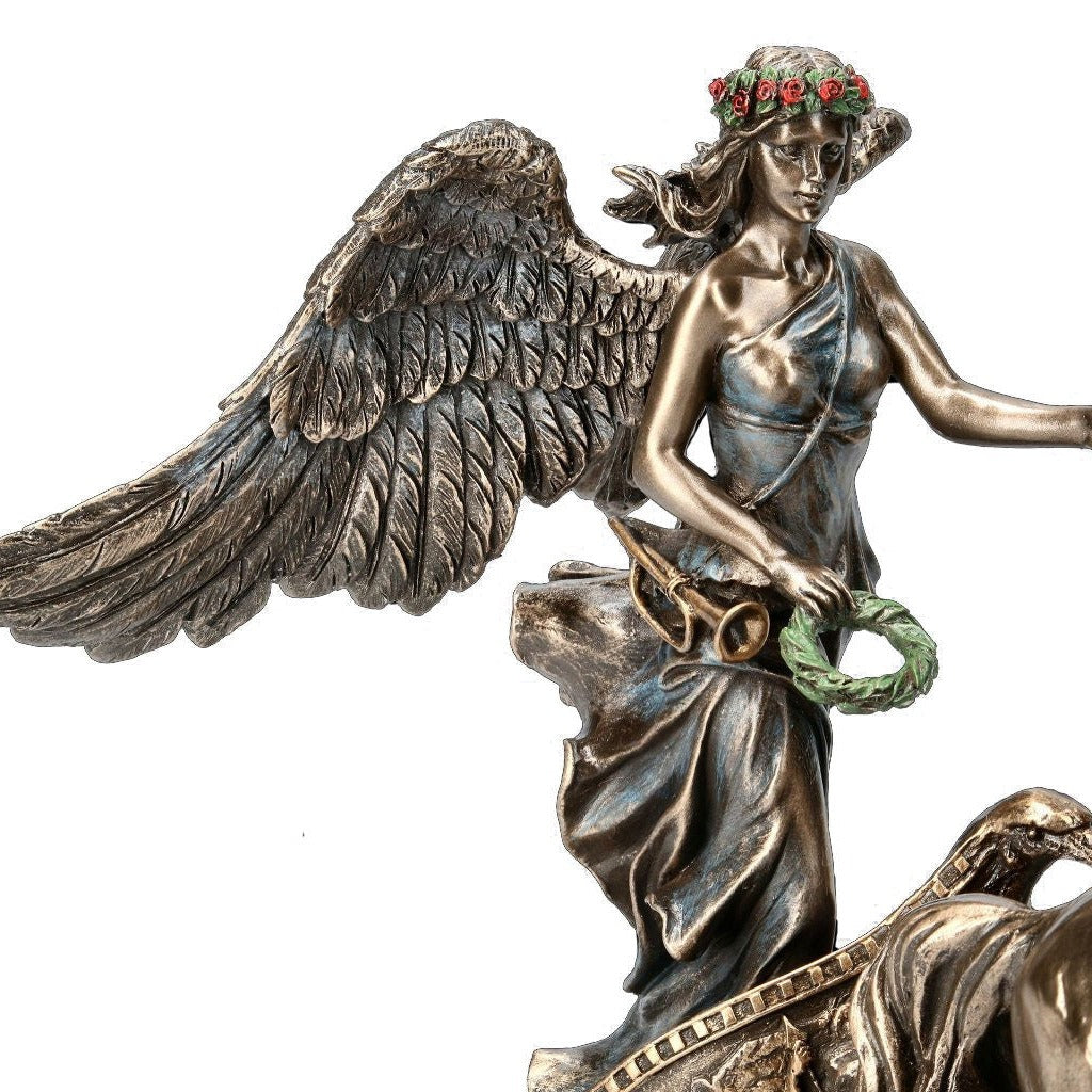 Greek goddess nike victory riding roman chariots Statue Figurine Sculpture