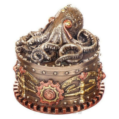 Steampunk Octopus Trinket Box: Bronzed Resin Jewelry Box