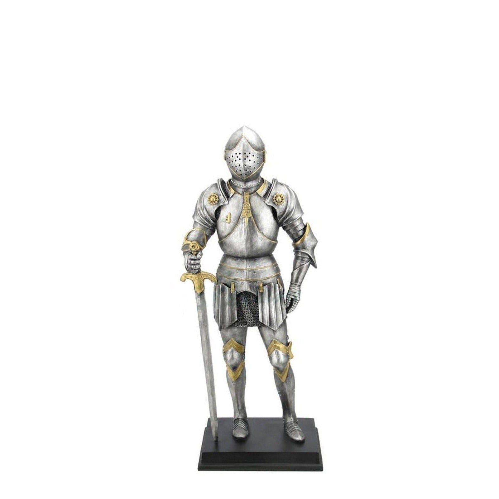11 Inch Medieval Armor Holding Sword And Wheels On Pauldrons