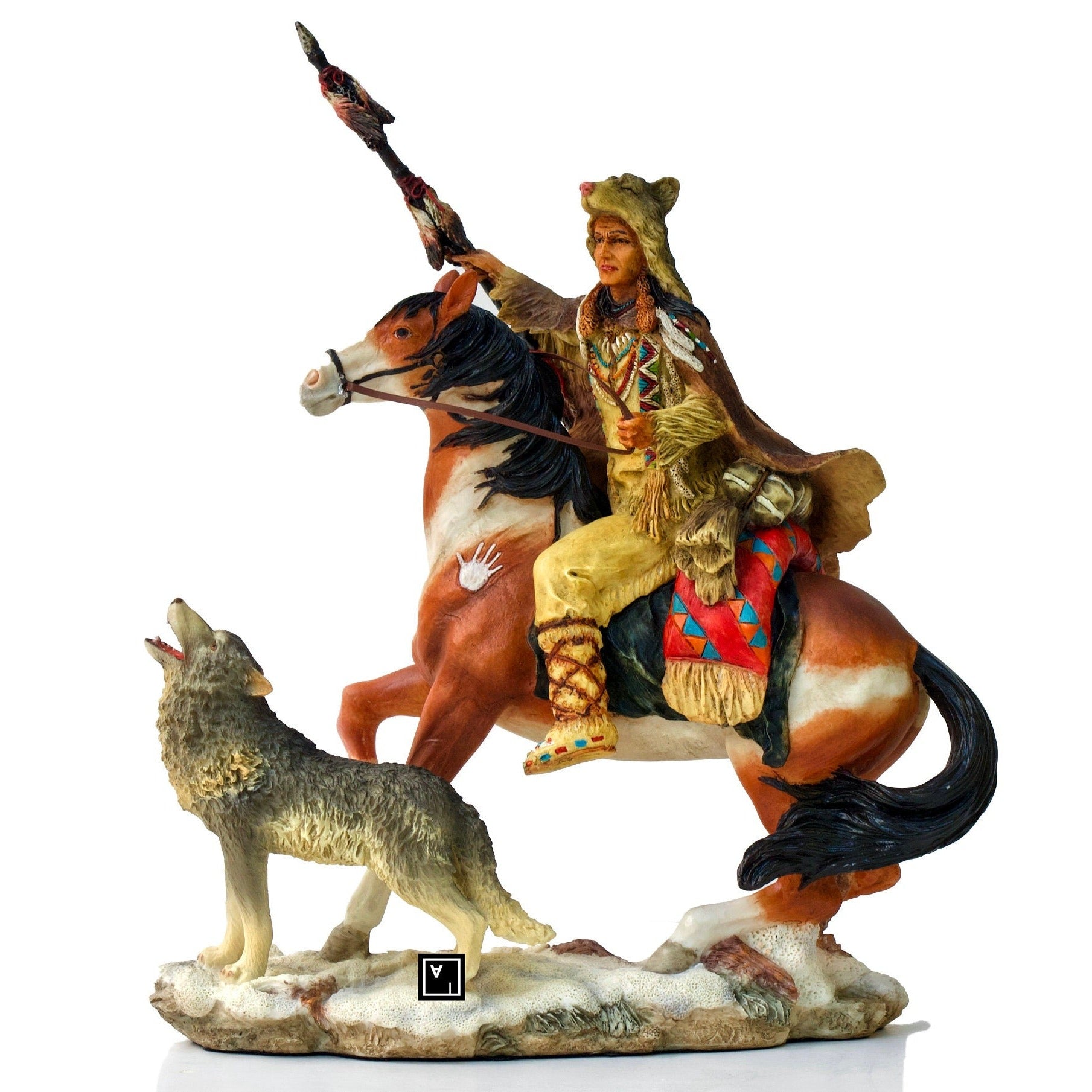 8.26 Inc Indian riding Horse with Wolf