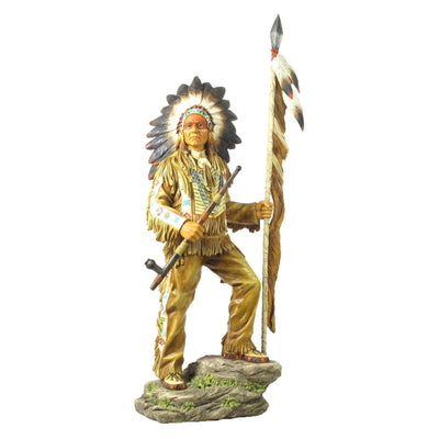 33.46 Inches Large Indian Chef Statue. Larga Native American Sculpture
