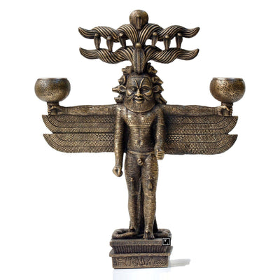 9.44 Inches Pantheus Ancient Egyptian Pharaoh Pagan Candlestick Holder. Wiccan candle holder.
