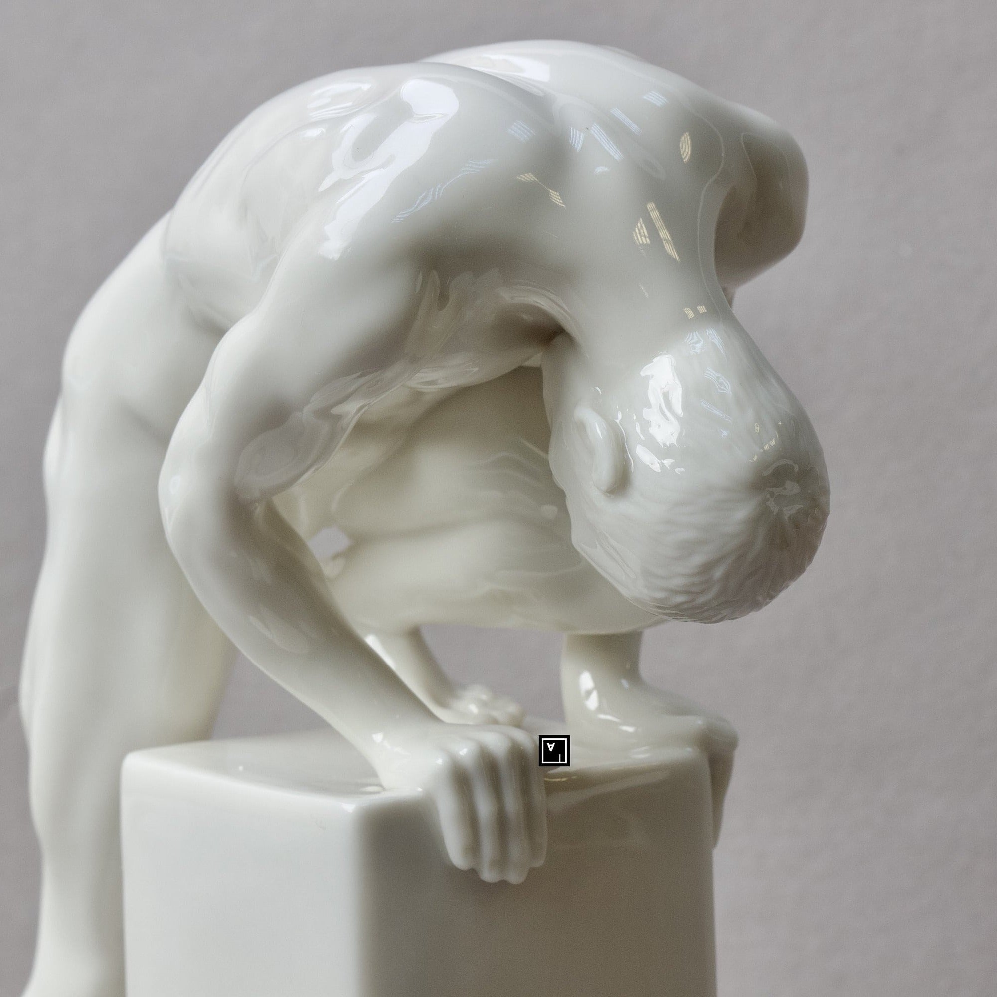 Nude Male Statue. Fine Glazed Porcelain Male Sculpture