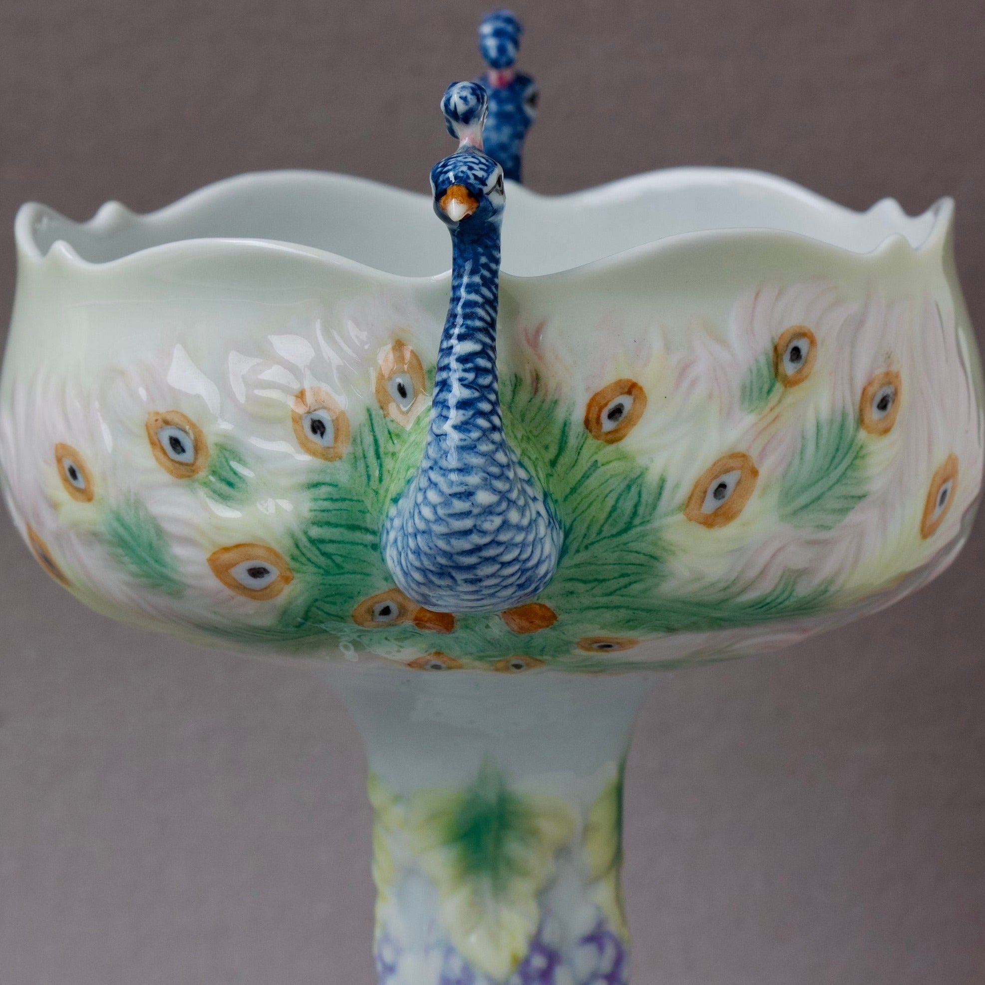 Peacock Art Nouveau inspired Porcelain Bowl