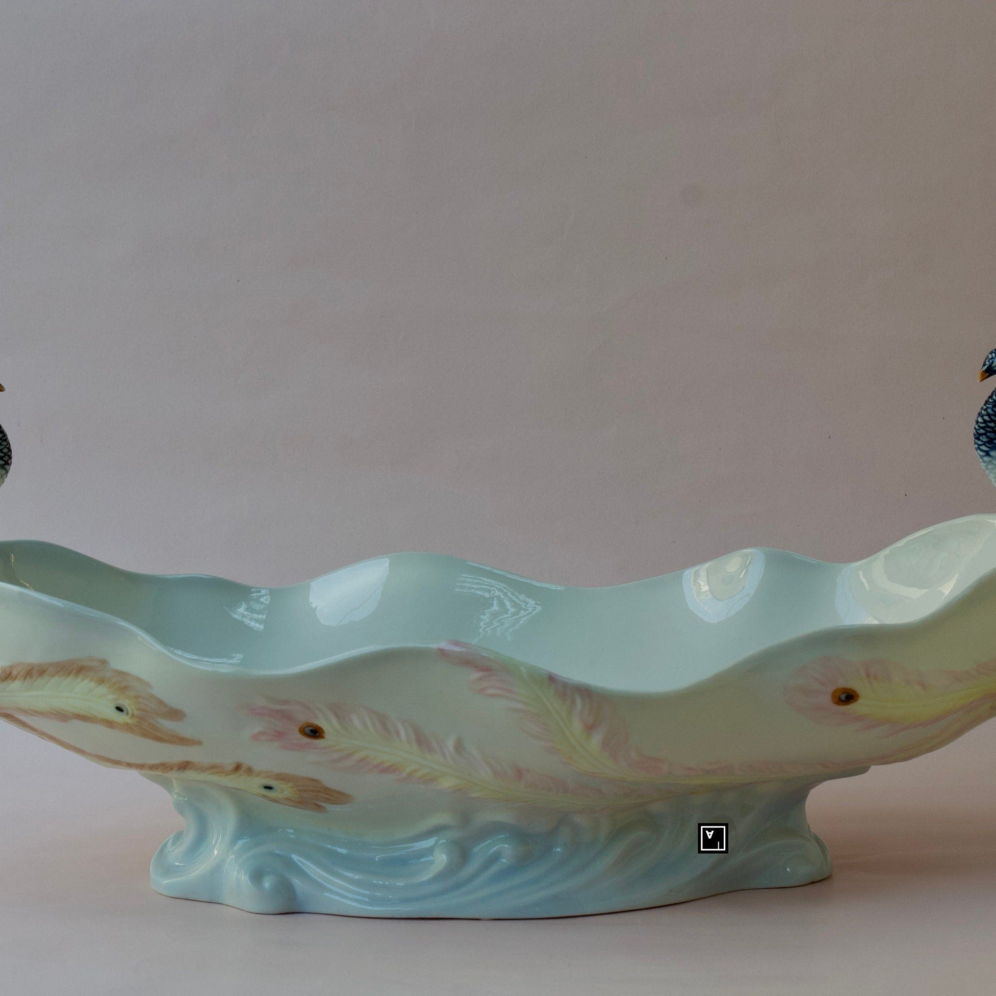 Art NouveauTwin Peacock Tray Two Peacock Porcelain Dish