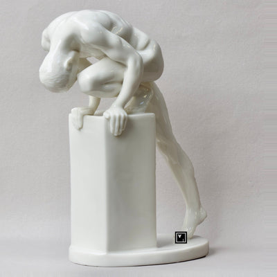 Nude Male Statue. Fine Glazed Porcelain Male Sculpture