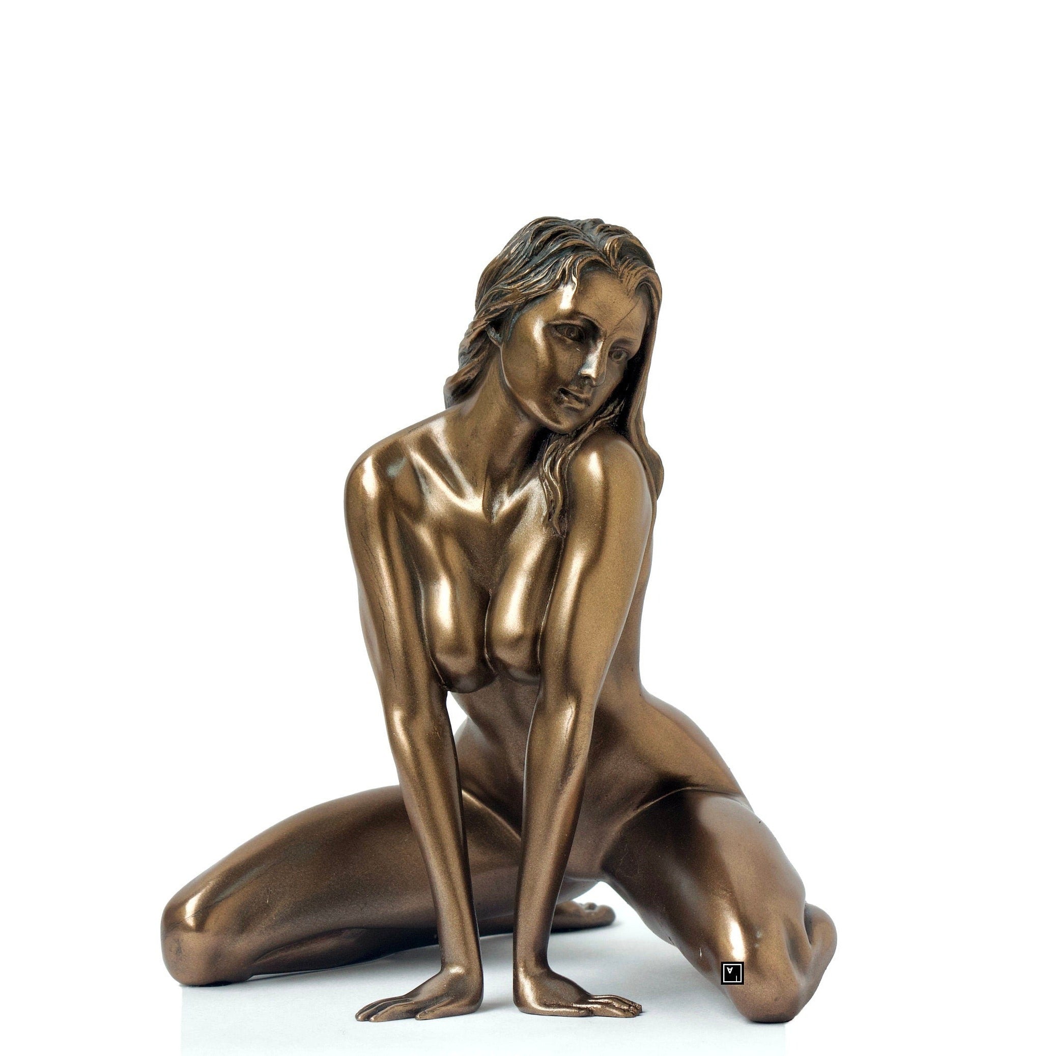 Nude Bronzed Woman Statue