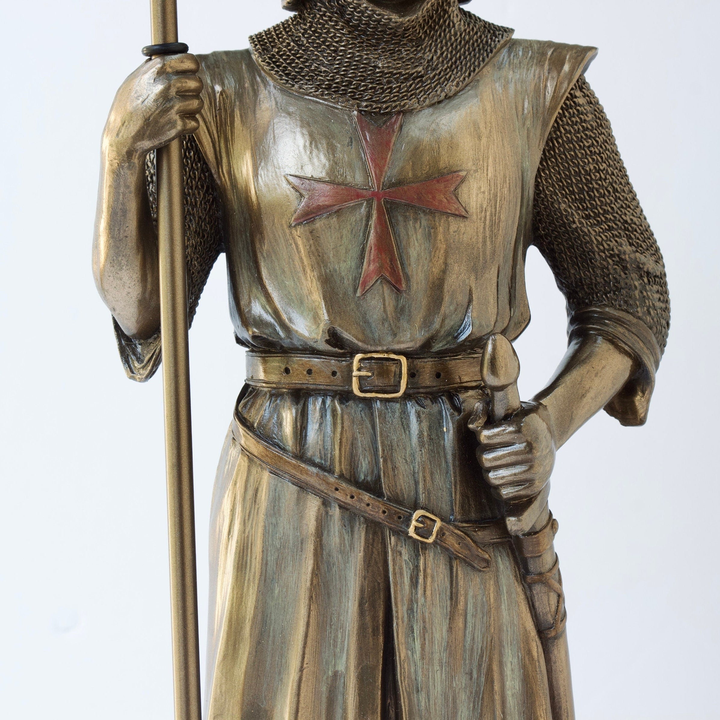 12 Inches The Knights Templar Crusader Holding Flag Statue