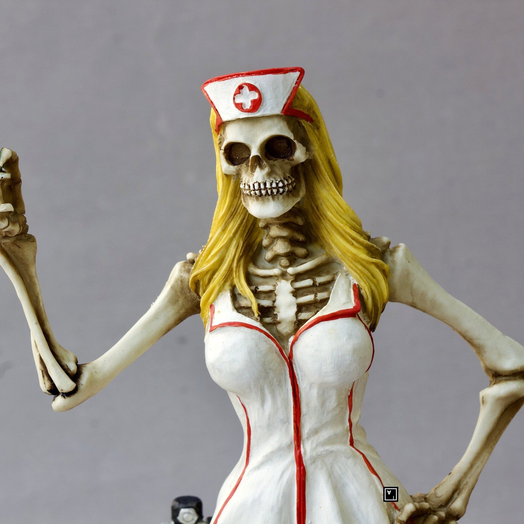 Skeleton Nurse Statue | Polyresin Sculpture, Macabre Decoration