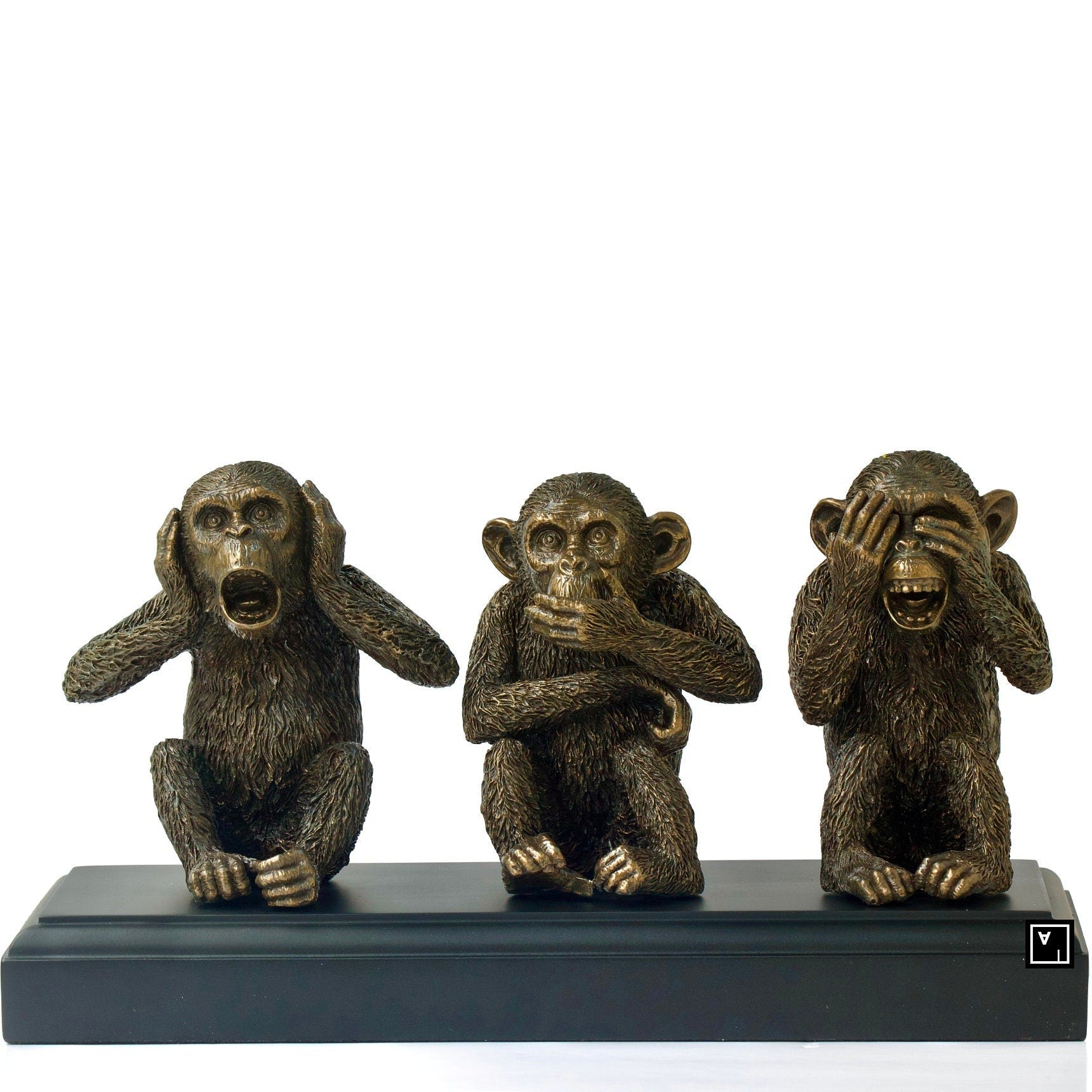 Three Wise Monkeys Statue: Veronese Bronze Resin Decor