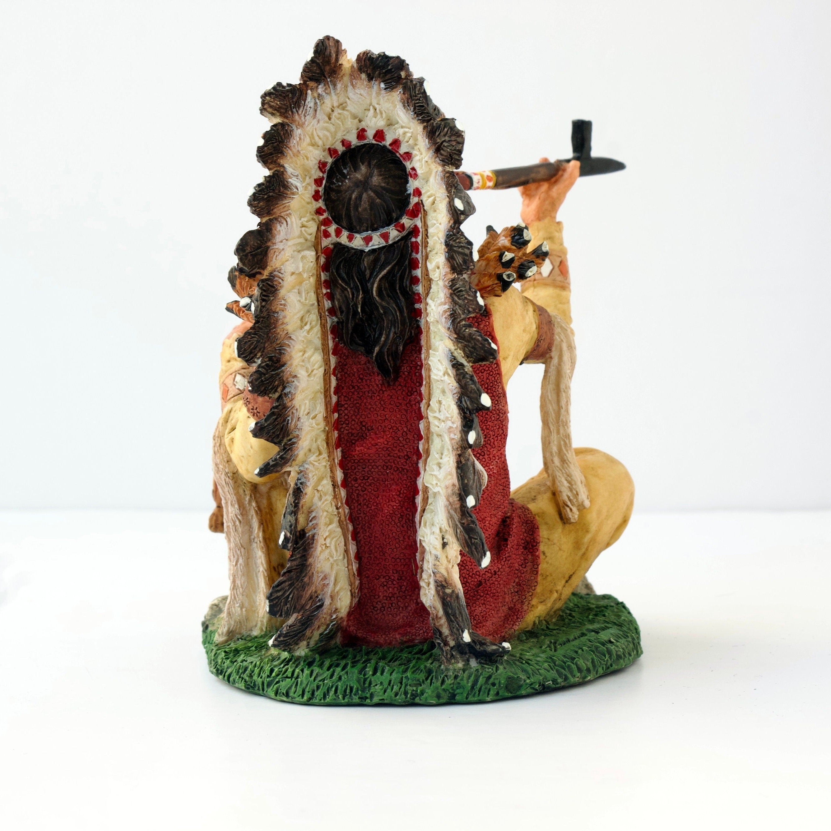 Mini Native Indian Smoke Peace Pipe Resin Statue