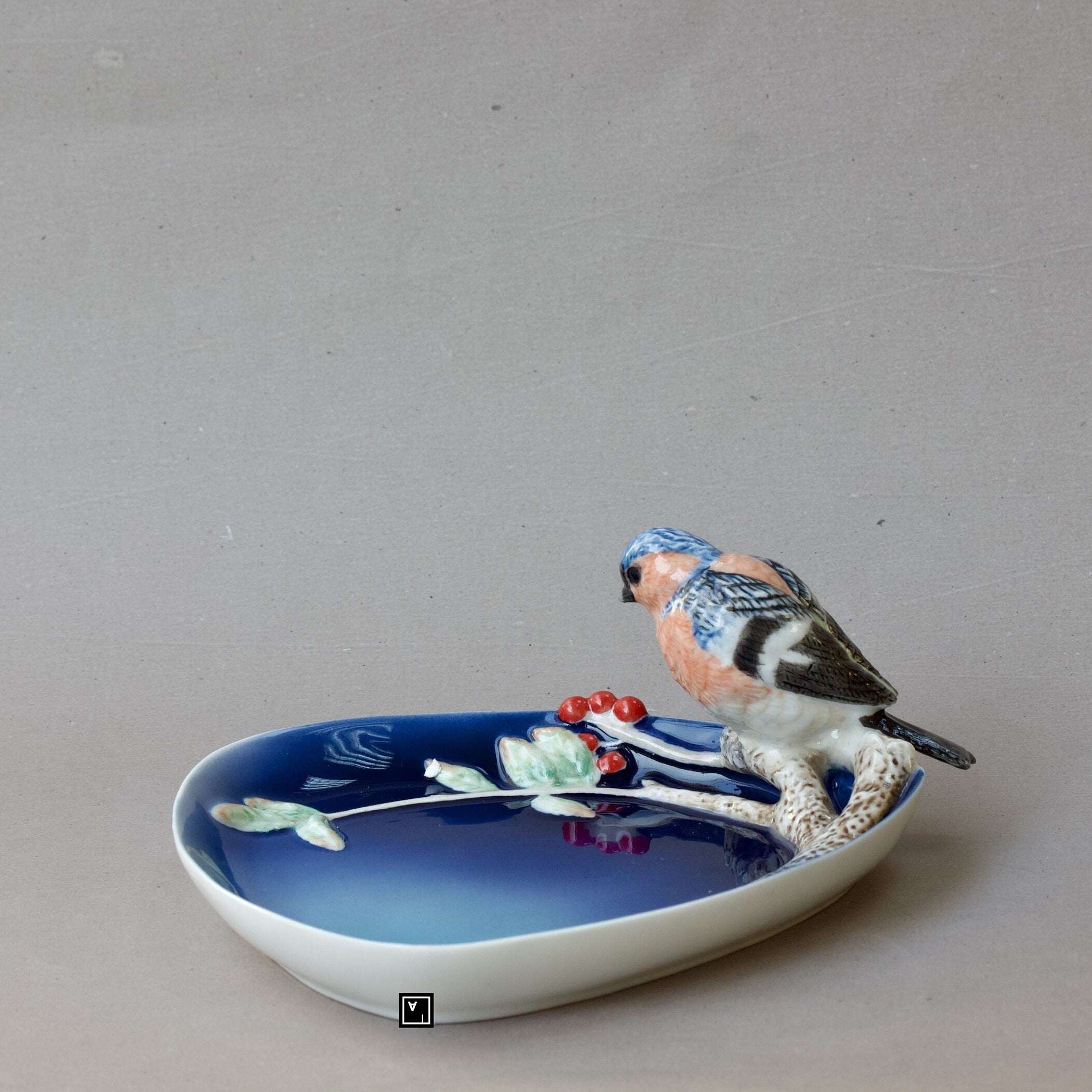 Blue Fine Porcelain Tray with Bird