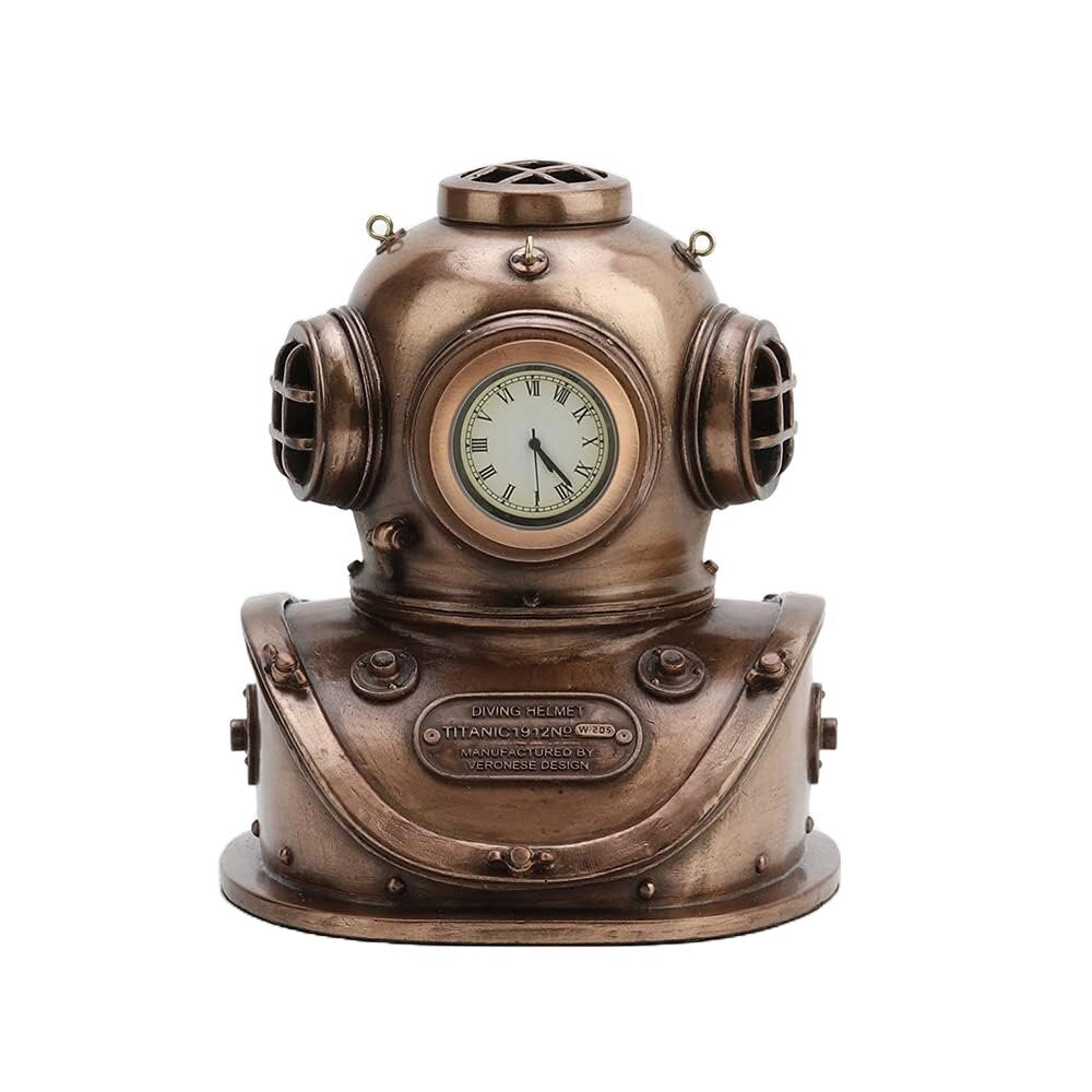 Steampunk Diving Helmet Tabletop Clock: Veronese Design