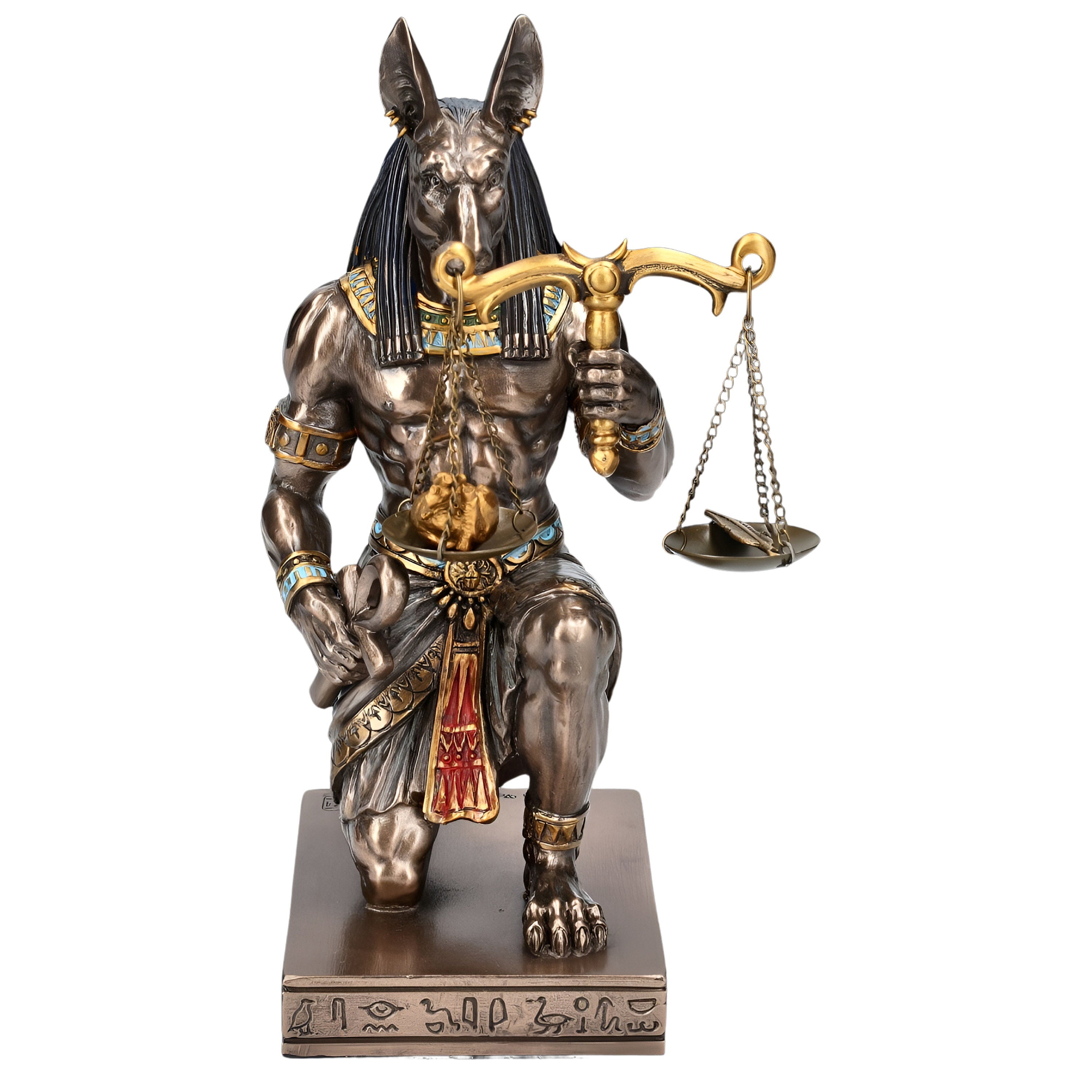 Anubis Statue Kneeling - Scale with Heart and Feather