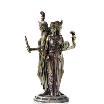 Hecate Statue: Bronzed Greek Goddess Figurine