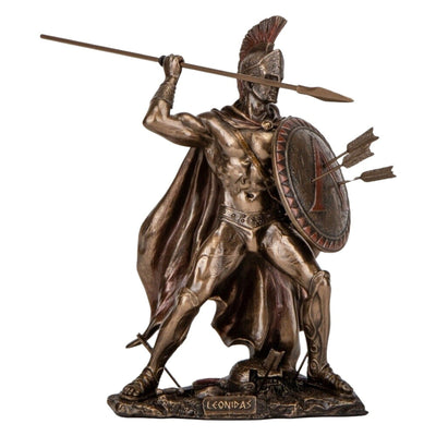 12.79 Inches Leonidas Spartan King Statue. Leonidas with Spear and Shield Sculpture.