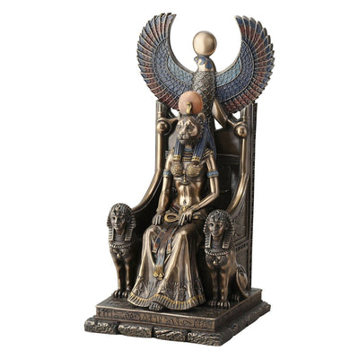 Egyptian Goddess Sekhmet Sitting in Throne Statue – 27.9 cm