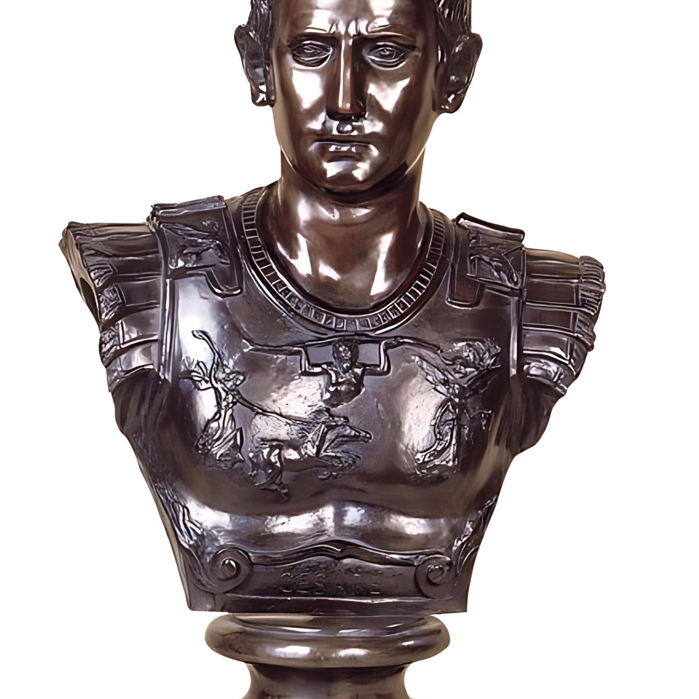 Large Bronze Caesar Augustus Bust: Roman Emperor Sculpture (26 Inch)