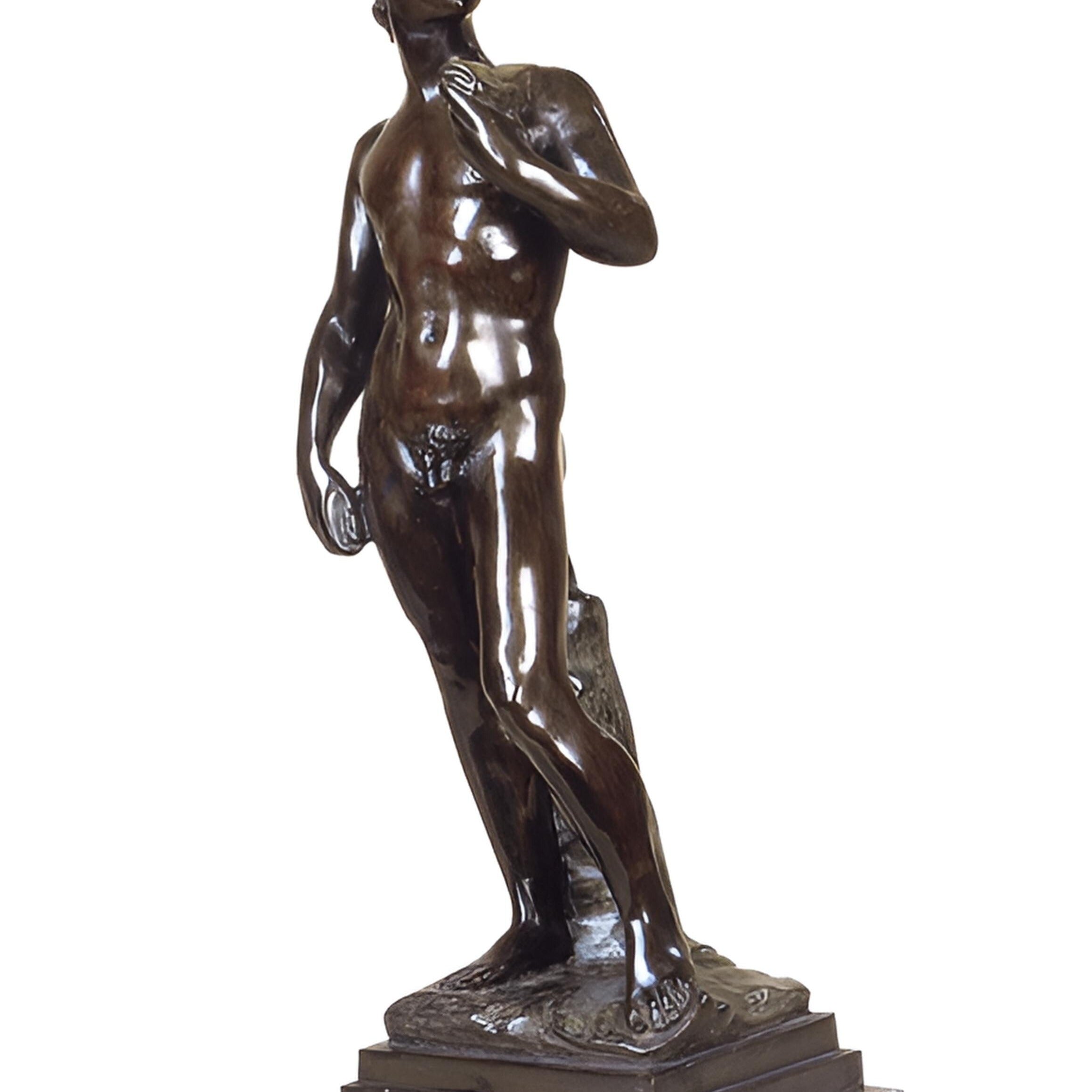 24 Inch Bronze David Sculpture: Michelangelo Museum Copy