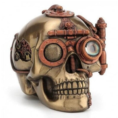 Steampunk Skull with Secret Drawer Statue Trinket Box