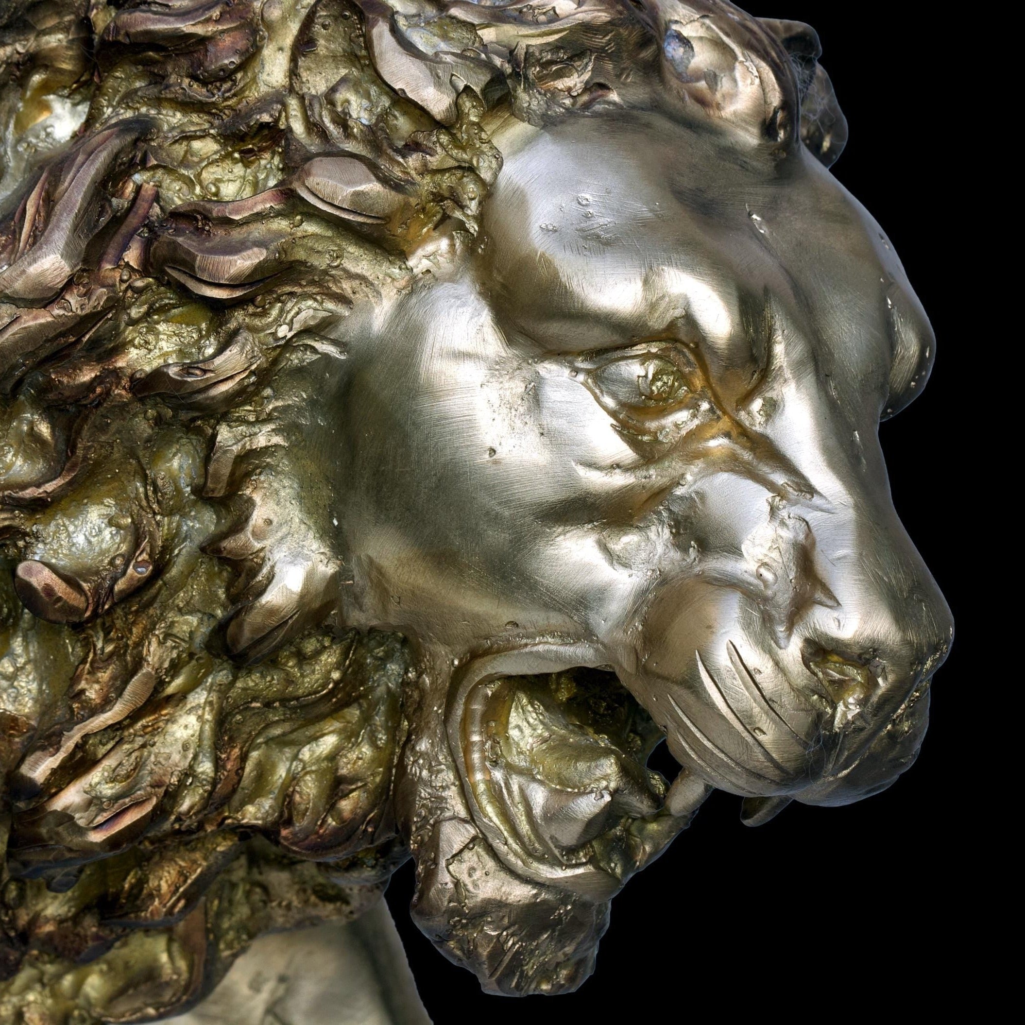 Bronze Wild Lion Sculpture: Lost Wax Garden Decor (27 x 12 Inches)