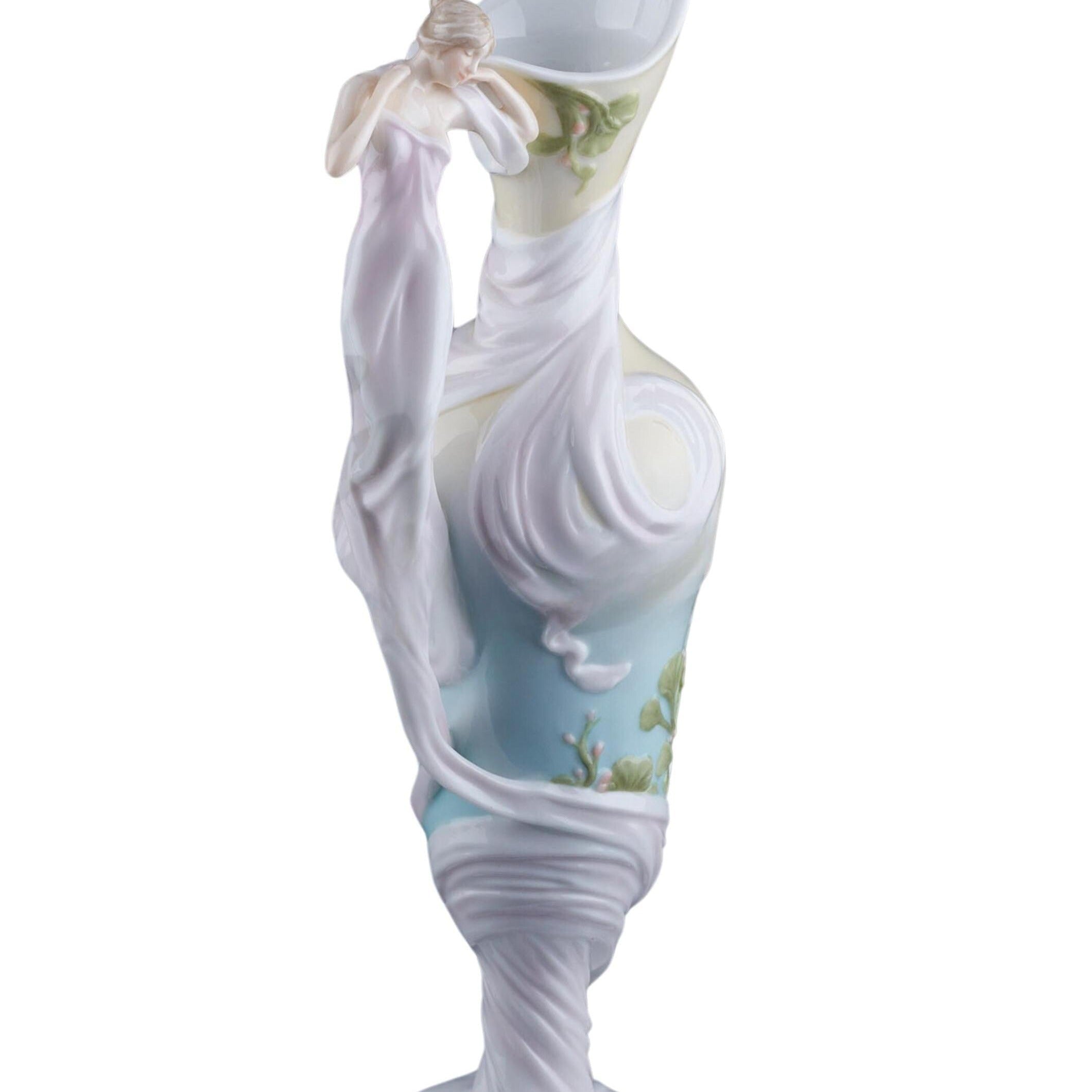 Art Nouveau Maiden Porcelain Ewer: Hand-Painted Figurine Pitcher (13 Inches)