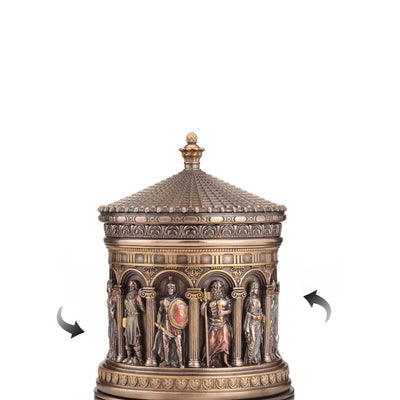 Greek Pantheon Rotunda Trinket Box: Rotating Zodiac Astrology Decor