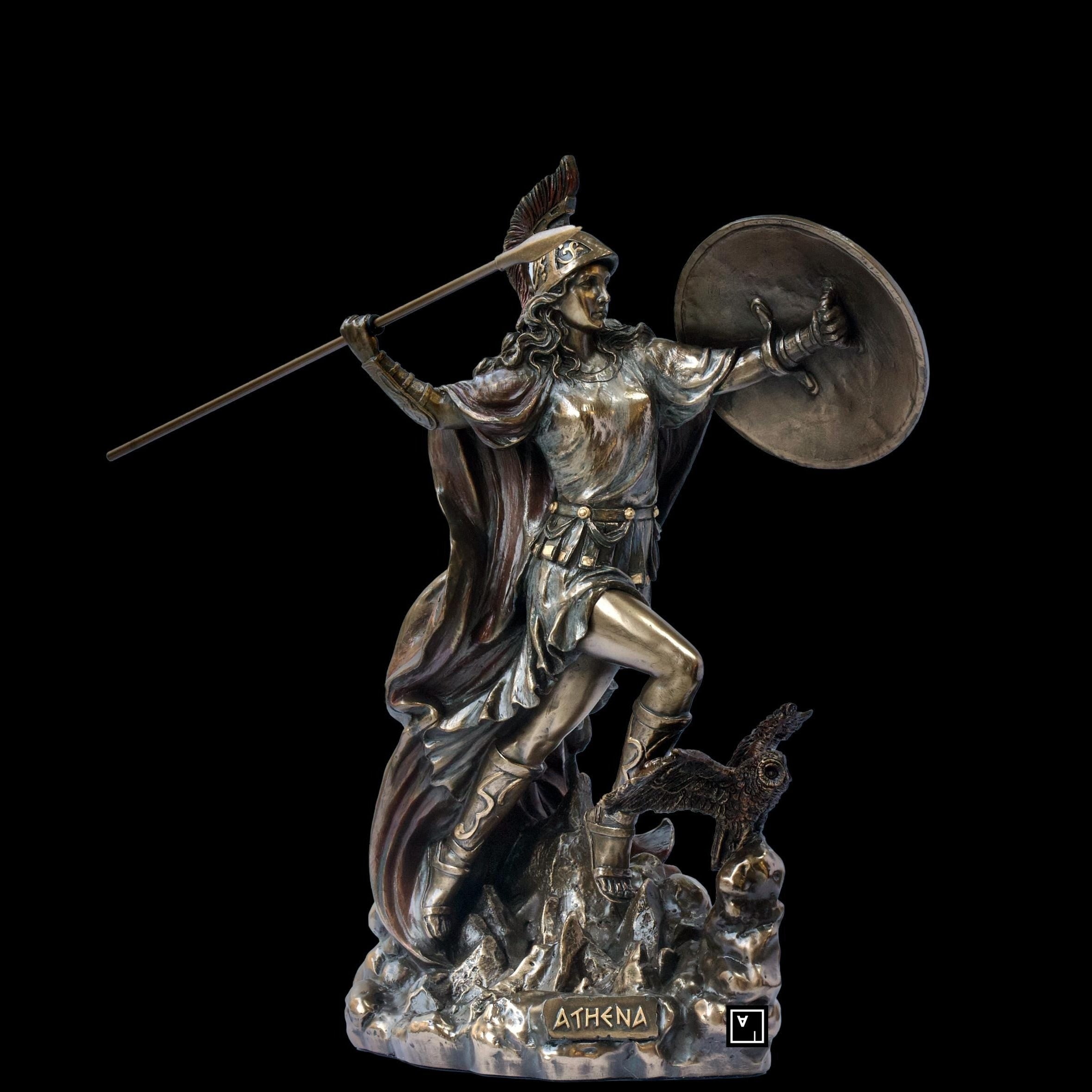 Cold Cast Bronze Athena Statue: Greek Goddess Sculpture