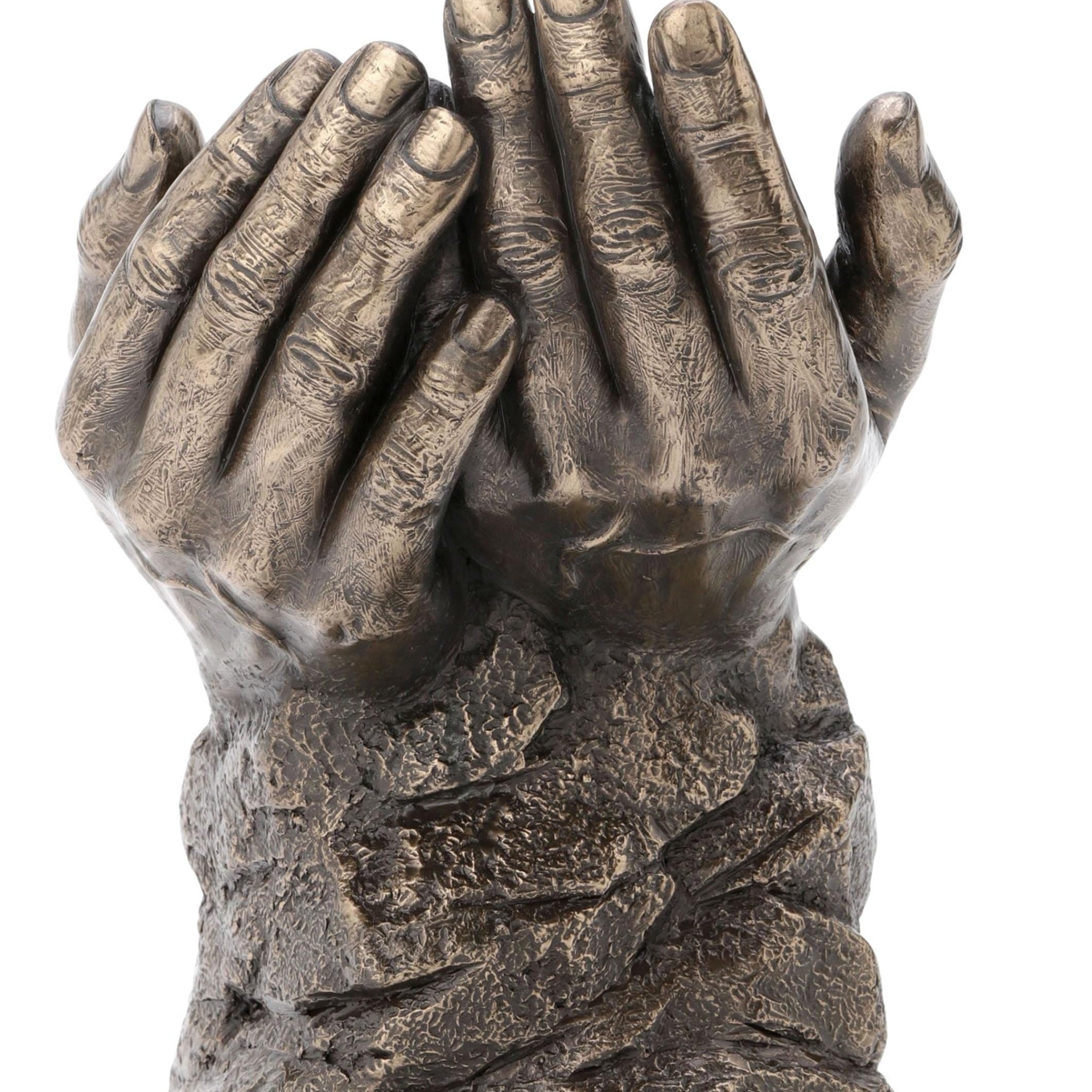 Cold Cast Bronze Christian Statue: Baby in Praying Hands