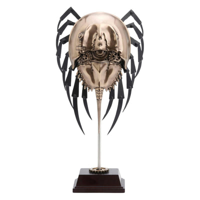 Steampunk Cybernetic Horseshoe Crab Sculpture – Futuristic Sci-Fi Marine Art with Mechanical Spider Legs